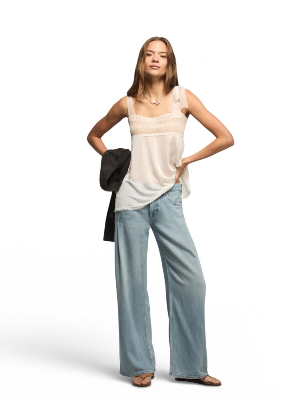 Lucky Brand Pleated Liquid Denim Luxe Palazzo, size 4